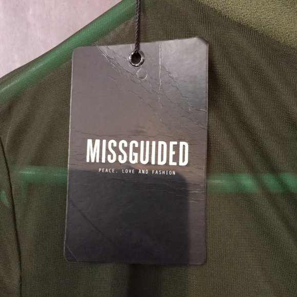 AVBL Sexy Missguided Khaki Green Sheer Top Jumpsuit - UK8 - Picture 8 of 9